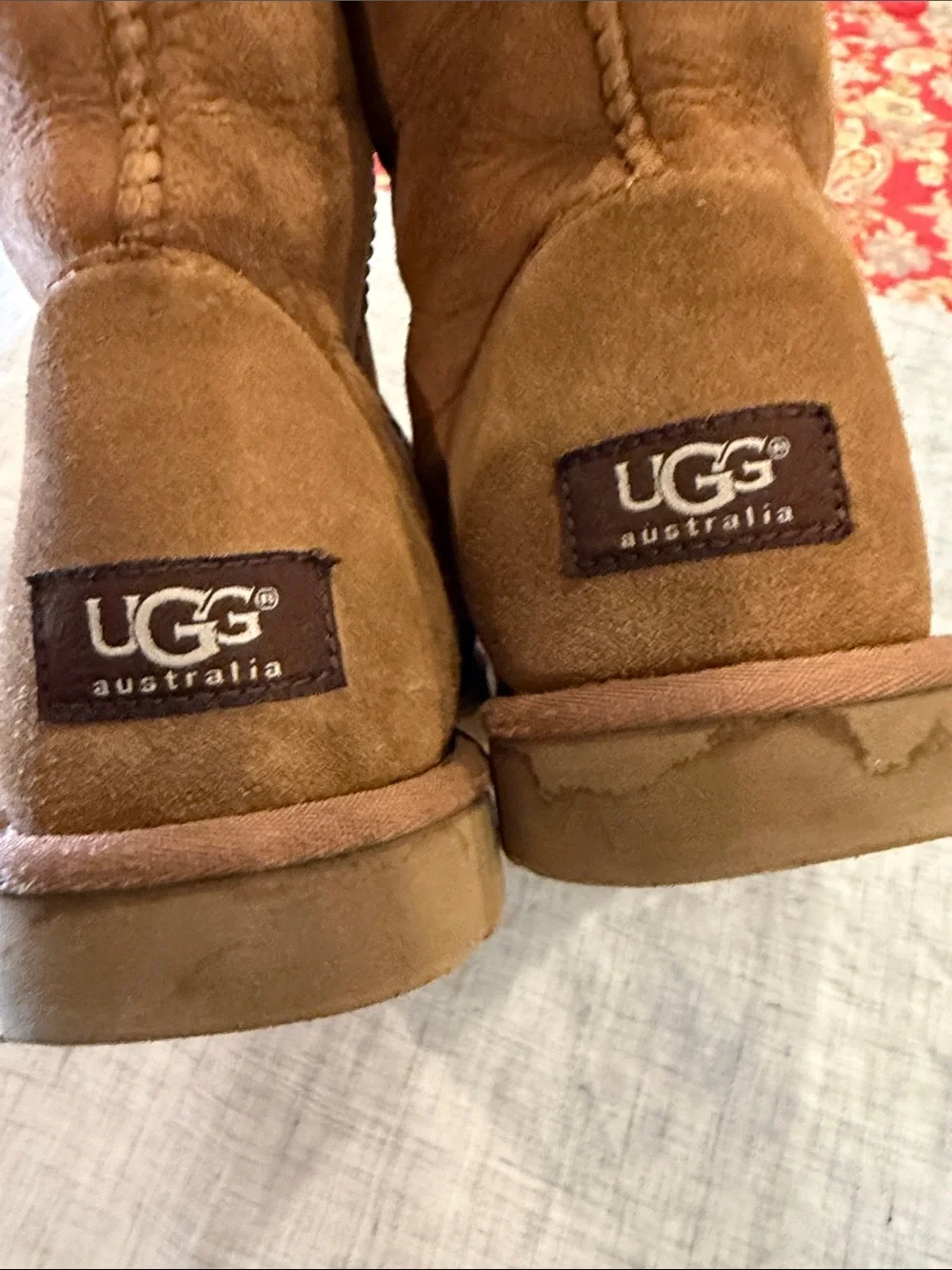UGG Chestnut Suede Mid-Calf Shearling Boots
